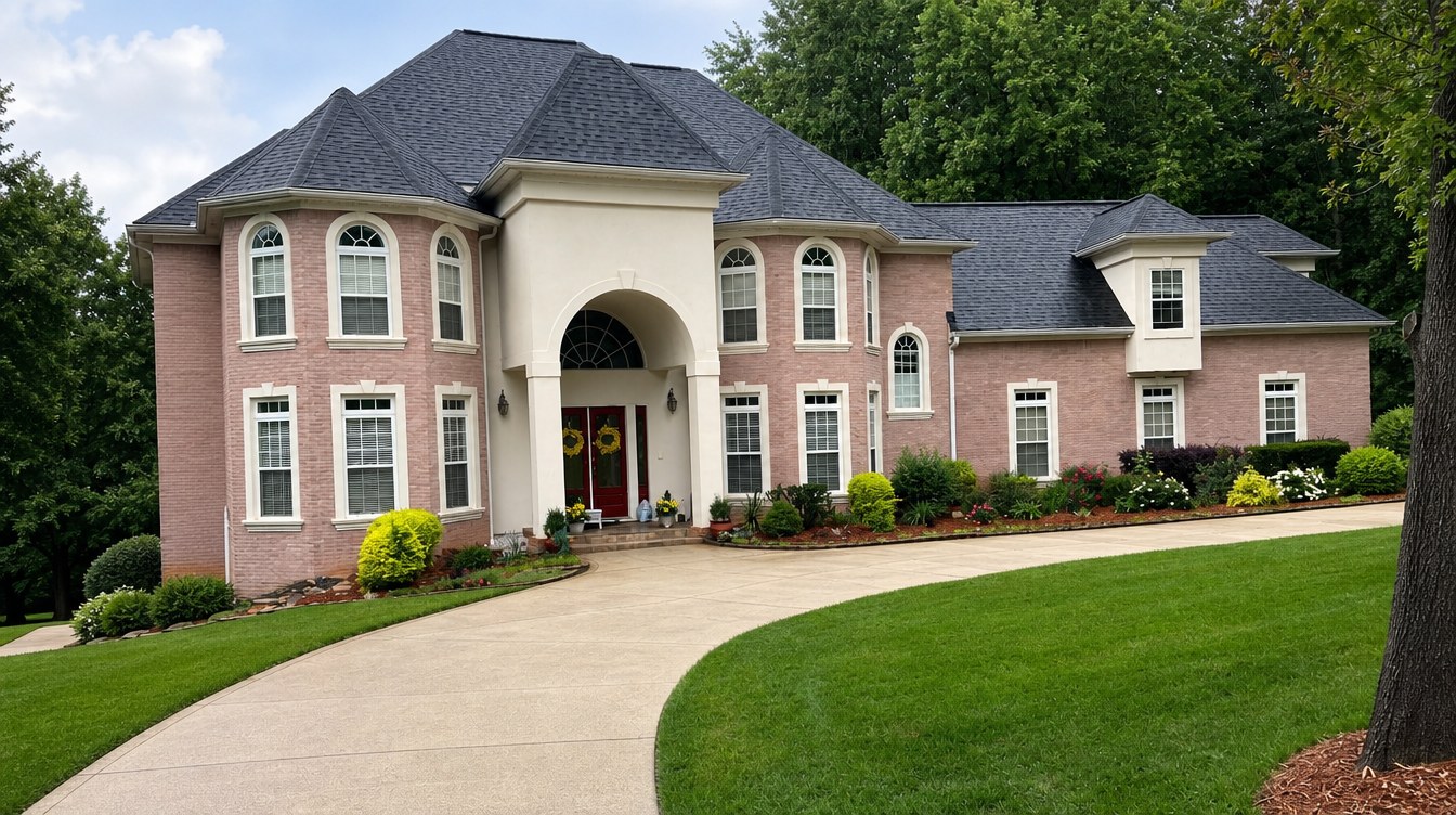 Brick home with professionally pressure-washed driveway and curb appeal, Greater Atlanta area
